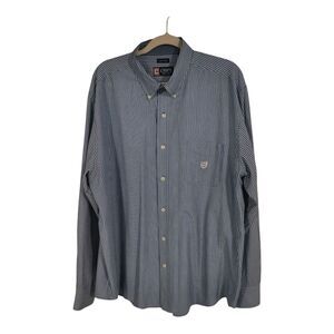 Chaps Long Sleeve Button-down Pocket Blue White Pinstripe Dress Shirt Men's XXL